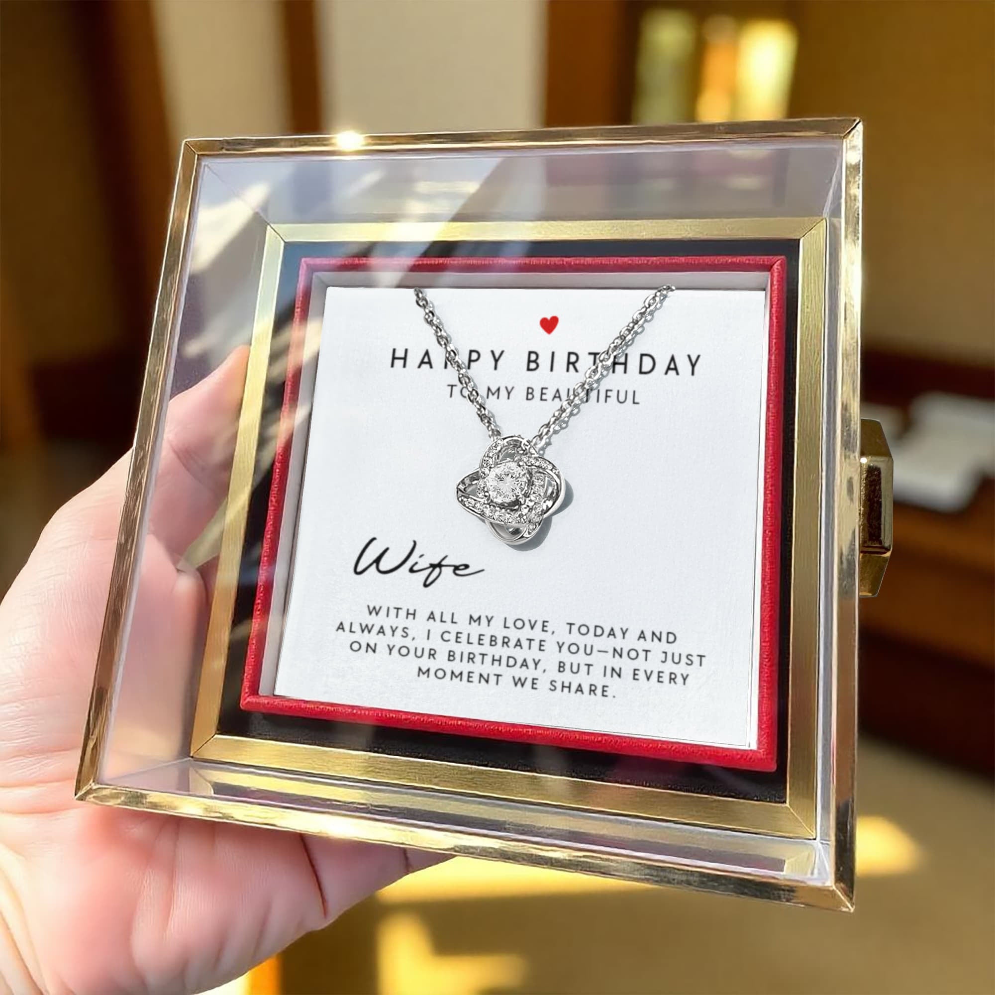 Happy Birthday WIFE - Love Knot - GOLD FINISH - SPECIAL BUY!!