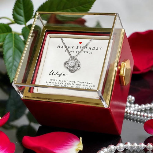 Happy Birthday WIFE - Love Knot - GOLD FINISH - SPECIAL BUY!!