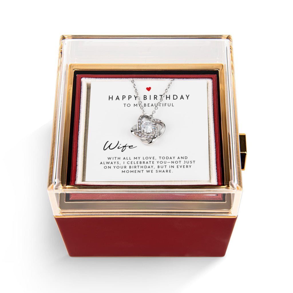 Happy Birthday WIFE - Love Knot - GOLD FINISH - SPECIAL BUY!!