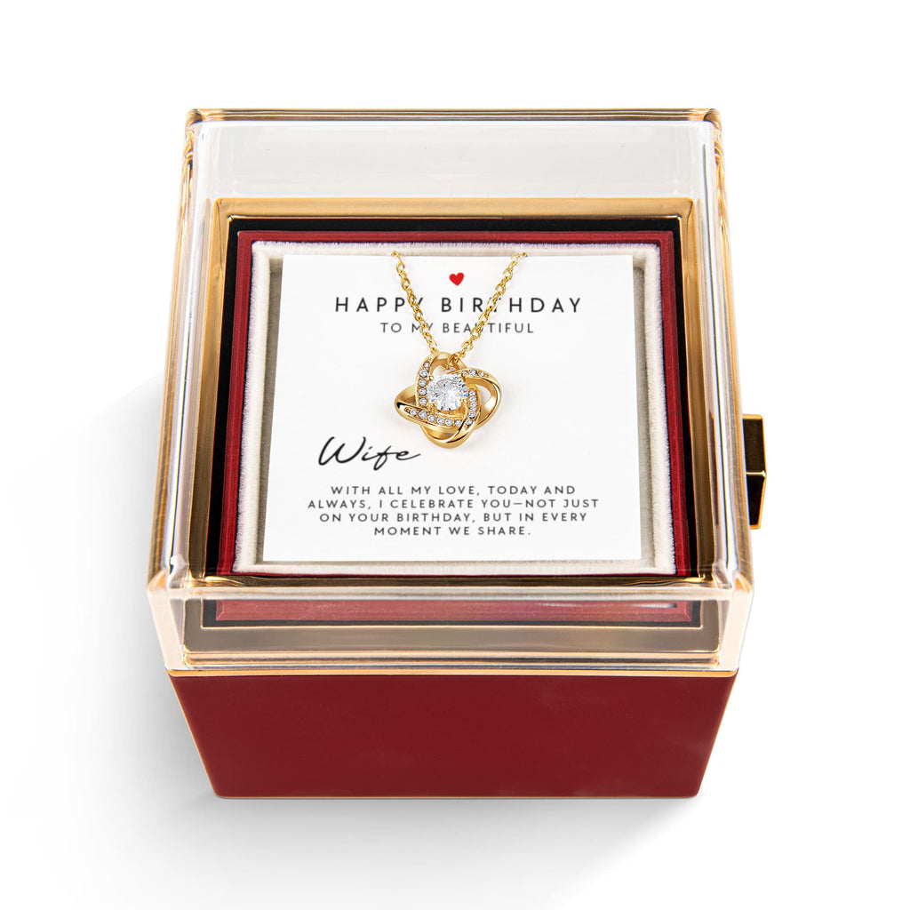 Happy Birthday WIFE - Love Knot - GOLD FINISH - SPECIAL BUY!!