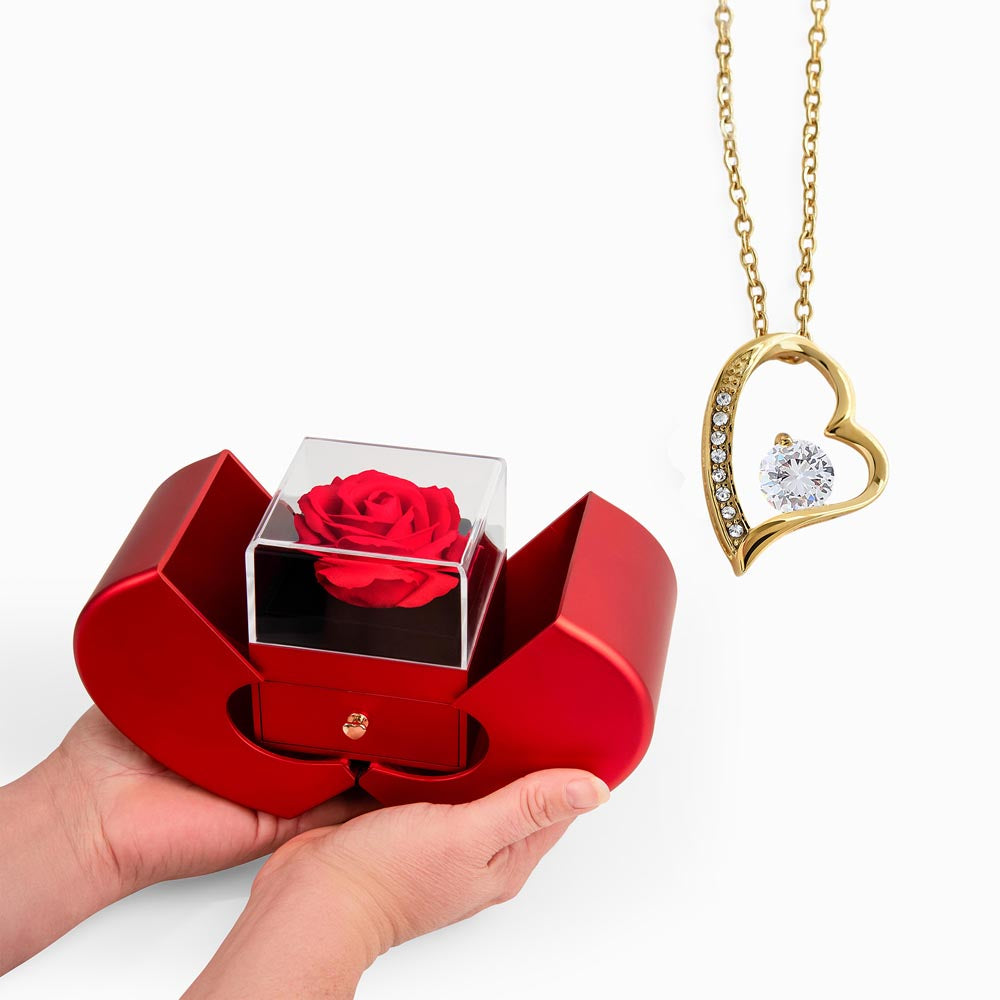 Forever Love Necklace with  Luxury Red Heart Rose Box- BEST DEAL!!