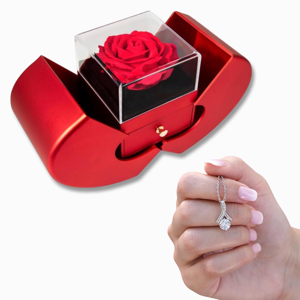 Alluring Beauty Necklace with  Luxury Red Heart Rose Box- BEST DEAL!!