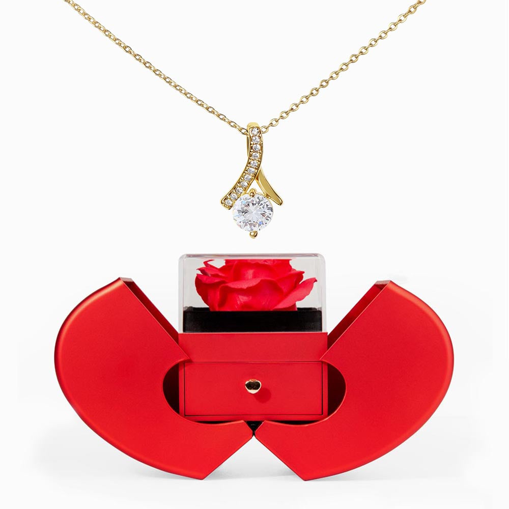 Alluring Beauty Necklace with  Luxury Red Heart Rose Box- BEST DEAL!!