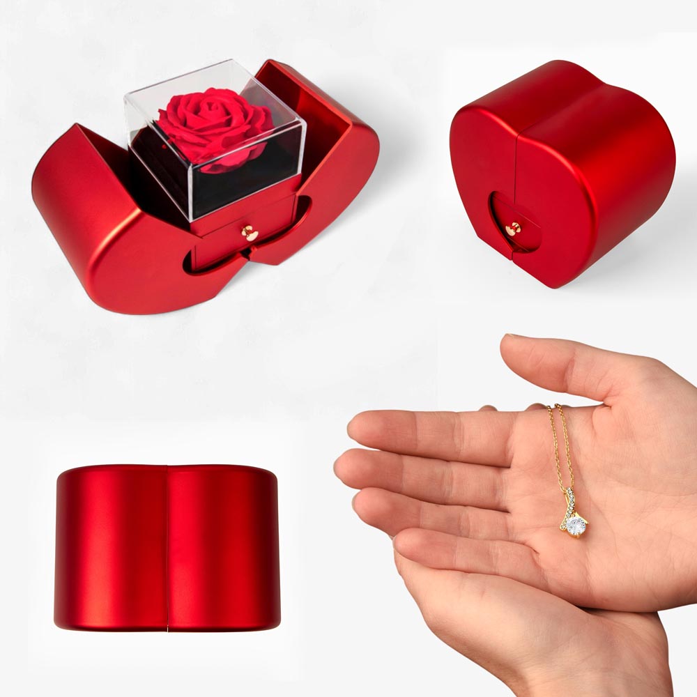 Alluring Beauty Necklace with  Luxury Red Heart Rose Box- BEST DEAL!!
