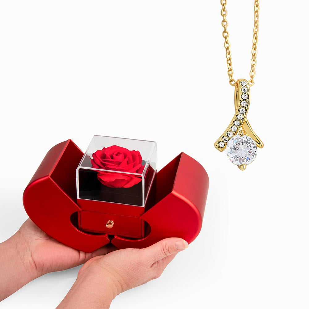 Alluring Beauty Necklace with  Luxury Red Heart Rose Box- BEST DEAL!!