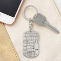 Engraved Dog Tag Keychain with Map Feature