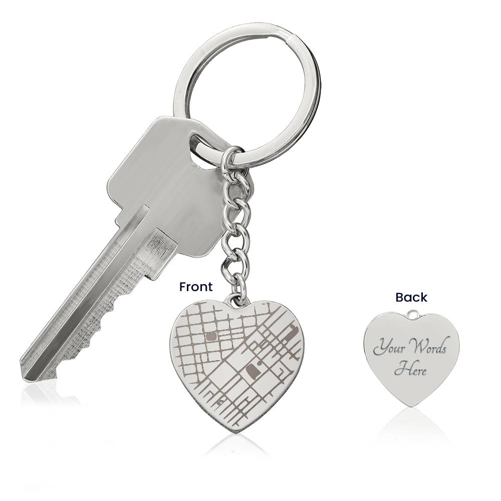 Engraved Map Key Chain - Custom
