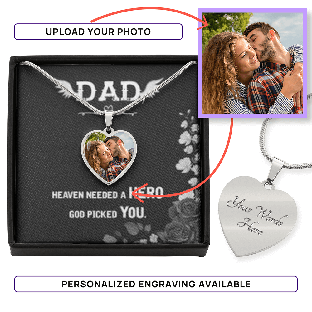 DAD - God Picked You! - Customize your HEART NECKLACE!
