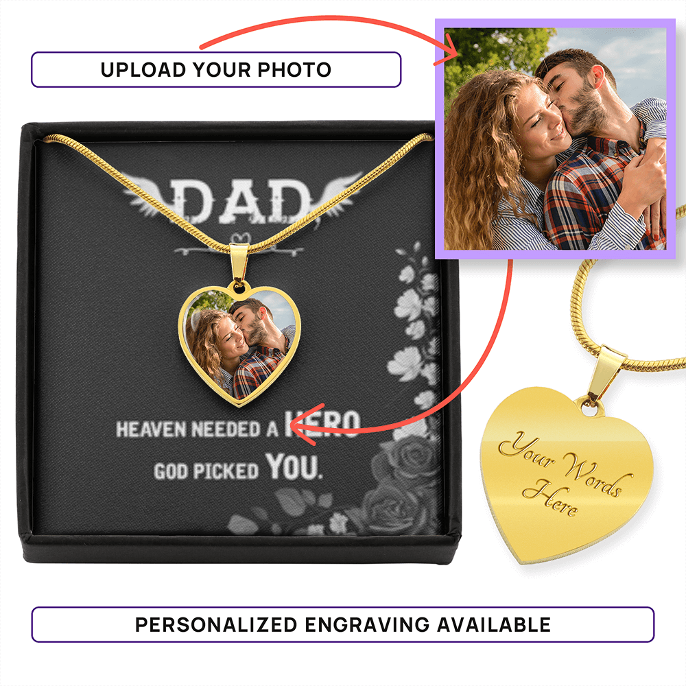 DAD - God Picked You! - Customize your HEART NECKLACE!
