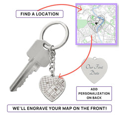 Engraved Map Key Chain - Custom