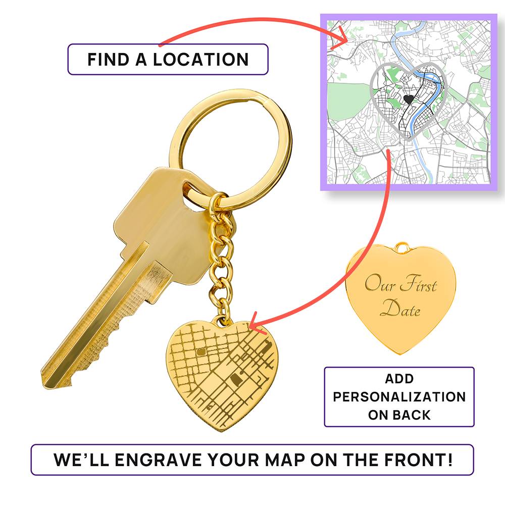 Engraved Map Key Chain - Custom